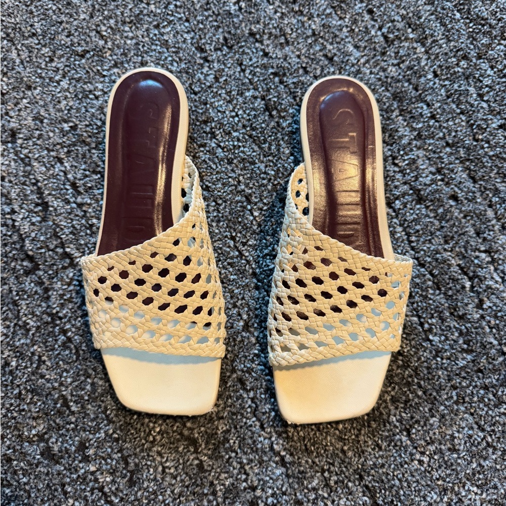 STAUD Cream Woven Sandals